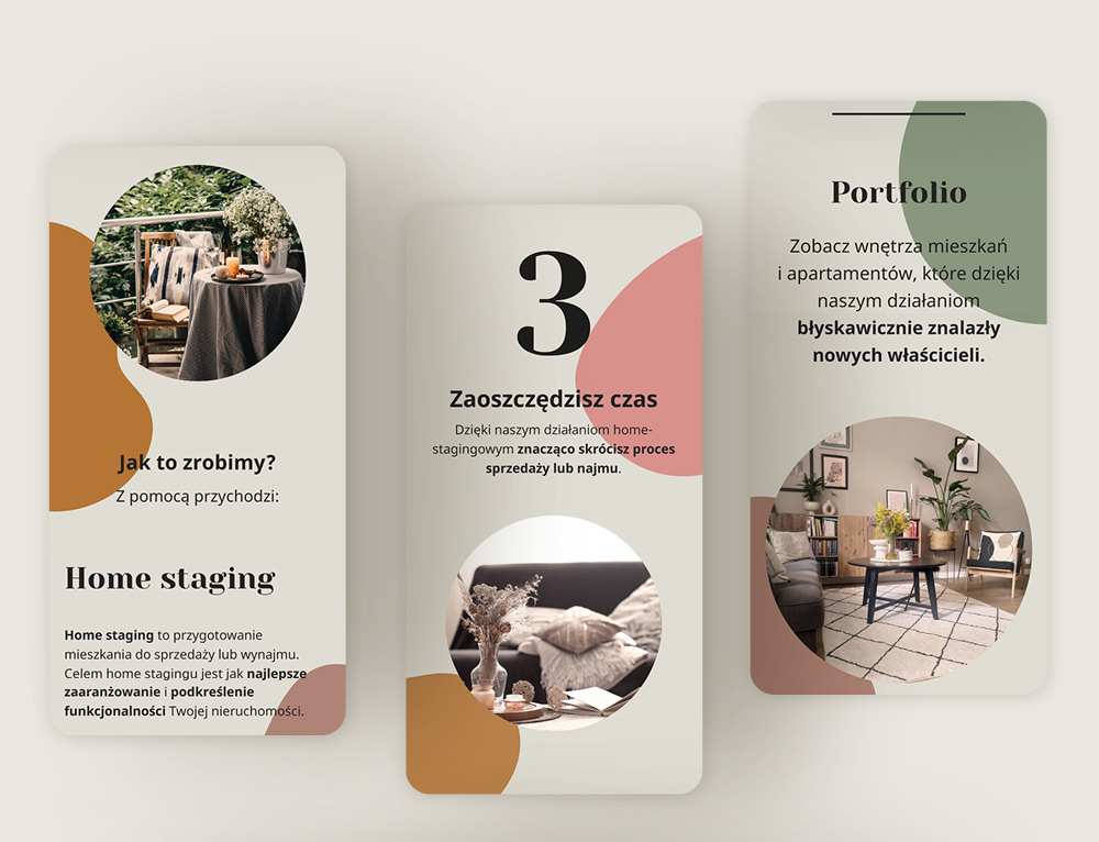 home staging one page scroll site